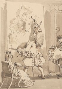 ジェームズ・ソーンヒル卿の少年が主人の絵画室に入り、ソーンヒル夫人の面前で束と手紙を届ける 作： John Thomas Smith