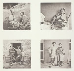 アモイの女性、中国の女性の小さな足、アモイの男性、男性と女性の衣装、アモイ、1868年頃。 作： John Thomson