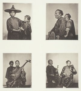 ボートガール、カントンのボートウーマンと子供、音楽家、音楽家、1868年頃。 作： John Thomson