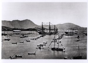 1873年に出版されたJ.トムソンの「中国とその住民の図解」による香港の港の眺め