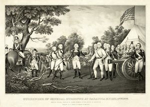1777年10月17日、ニューヨーク州サラトガでのブルゴイン将軍の降伏、pub.N. Currier
