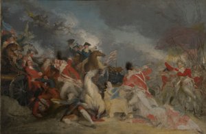 プリンストンの戦いでのマーサー将軍の死、1777 年 1 月 3 日 (未完成版) 作： John Trumbull