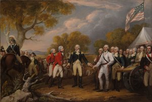 サラトガでのバーゴイン将軍の降伏、1777 年 10 月 16 日 作： John Trumbull