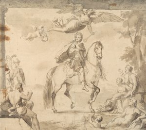 Valmisteleva tutkimus koristeluun "Equestrian Portrait of George I" 作： John Vanderbank
