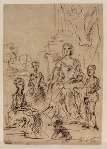 家族の肖像画グループのためのスケッチ、1730 作： John Vanderbank