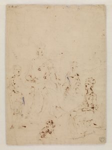 家族の肖像画グループのスケッチ、Verso、 作： John Vanderbank