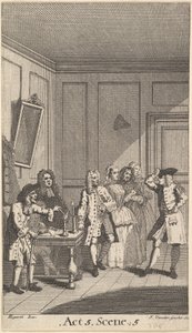 モリエールの「けちな人」の口絵、1732 年。 作： John Vandergucht