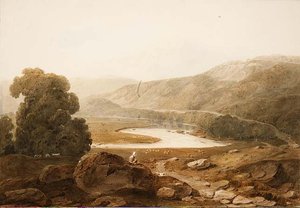No.1607 ウェールズ、マウダッハ川の谷間 1805年頃（水彩、黒チョーク、紙 作： John Varley