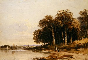 川の風景（水彩） 作： John Varley