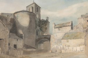 ウェールズの町の要塞化された入り口 ケルナーヴォンの東門 1802年頃 作： John Varley I