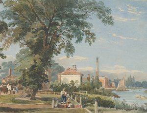 ハマースミスのテムズ川にて、1836年頃。 作： John Varley I