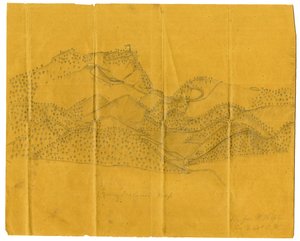 カンバーランドギャップの鉛筆イラスト、c.1862-1865