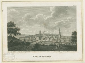 ウォルバーハンプトン-サウスウェストビュー：彫刻、nd [c 1796] 作： John Walker