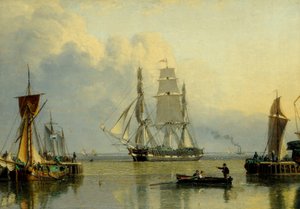 ハルのハンバー・ドックに入港する「ウィリアム・リー号」（油彩・パネル） 作： John Ward