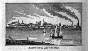 イースト・ケンブリッジの東側の風景（ジョン・ワーナー・バーバー著「Historical Collections of Massachusetts」より 作： John Warner (after) Barber