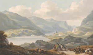 ランベリスの湖 - カーナーヴォンからランベリス、カーナーヴォンシャーに向かう道から 作： John Warwick Smith