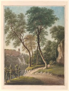 マエケーナとカスカテッリの別荘、ティヴォリ、1781年頃（水彩、グワッシュ、鉛筆） 作： John Warwick Smith