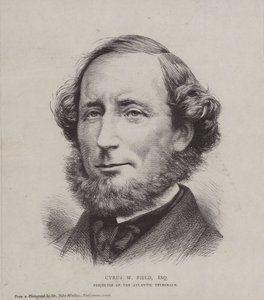 1858年に大西洋を越えた最初の電信ケーブルの敷設に関与したアメリカの金融会社、サイラスウェストフィールド 作： John Watkins