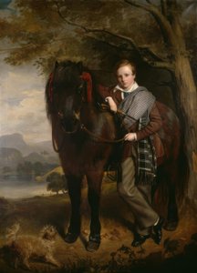 JWGordon、ポニーと少年の肖像-絵画、1849 作： John Watson Gordon