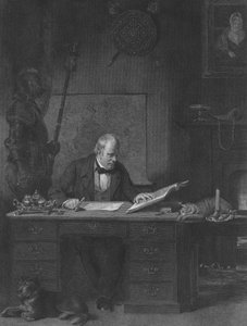 ウォルタースコット卿の書斎、エディンバラ、キャッスルストリート 作： John Watson Gordon