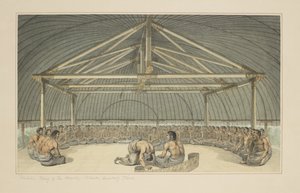 7：友好的な島の王プーラホ、カバを飲む、キャプテンクックの最後の航海、c.1773-84を示す一連の水彩画から 作： John Webber