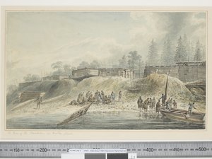 F.23ヌートカ湾の生息地の眺め、c.1773-84（水彩） 作： John Webber