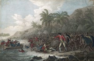 キャプテン・ジェームズ・クック（1728～1779年、イギリスの探検家）が1779年にサンドイッチ諸島（ポリネシア）のケアラケクア湾でハワイ先住民に殺害される-2月14日のキャプテン・ジェームズ・クックの死
