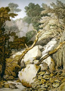 Chudleigh, Devon (紙に鉛筆の上にペンとグレーインクと水彩) 作： John White Abbott