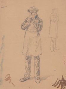 彼自身と E. A. Abbey の似顔絵 (直訳)。 立っている男の 2 つの習作 (裏面)