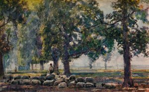 群れの世話、c1895 作： John William Buxton Knight