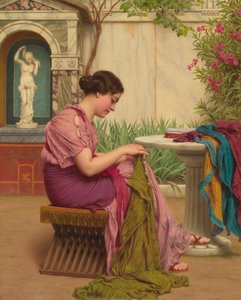 ステッチは無料、または時間のステッチ、1917 作： John William Godward