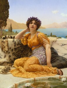スミレの花輪とサフラン色のローブ 作： John William Godward