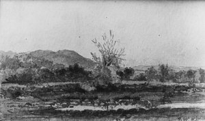 Three Views, No. 3: コネチカット州ニューヘイブン近くのカーメル山。 作： John William Hill