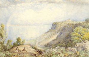 ニューヨークのパリセーズからのハドソン川の眺め、レインボー、1873年水彩、グラファイト、紙にグワッシュのタッチ