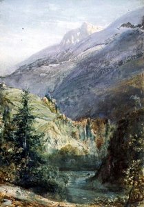 スイス、セペイの道にて（水彩、ガッシュ、紙 作： John William Inchbold