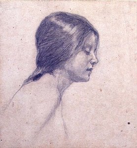 エコーとナルキッソス」の習作（紙に鉛筆） 作： John William Waterhouse