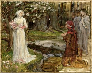 ダンテとベアトリス、1916-17年頃（キャンバスに油彩） 作： John William Waterhouse