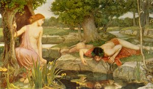 エコーとナルキッソス」1903年、1915年頃。 作： John William Waterhouse