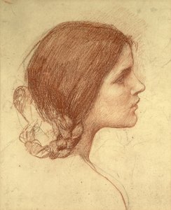 少女の頭、1905年頃（紙に赤いチョーク） 作： John William Waterhouse