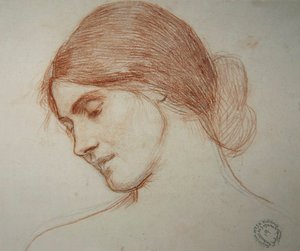 若い女の子の頭、左へ 作： John William Waterhouse