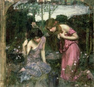 「オルフェウスの頭を見つけるニンフ」のための研究、1900年頃 作： John William Waterhouse