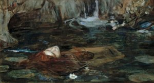 オルフェウスの頭を見つけたニンフのための研究 作： John William Waterhouse
