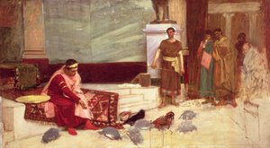 ホノリウス帝のお気に入り（AD 384-423）（キャンバスに油彩） 作： John William Waterhouse