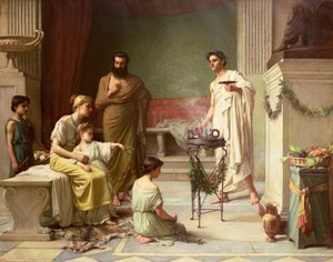 アスクレピオスの寺院への病気の子供の訪問、1877 作： John William Waterhouse