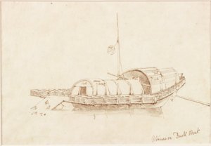 中国のアヒルのボート（紙（紙）にインク（スパイラル）） 作： John Wilson Carmichael
