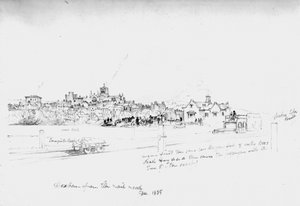 鉄道からのヘクサム、1835 作： John Wilson Carmichael