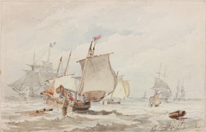 ハートルプール沖（鉛筆と水彩紙） 作： John Wilson Carmichael