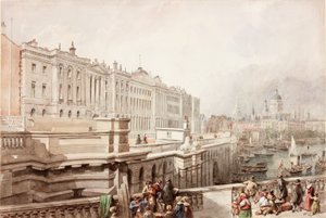 ウォータールーブリッジのサマセットハウスとセントポール（ボディカラー） 作： John Wilson Carmichael