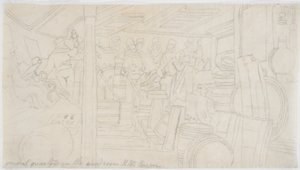 Wardroom HMS Caesar（紙に鉛筆（トレーシング）） 作： John Wilson Carmichael