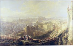 1822年、カールトンヒルからエディンバラへのジョージ4世の侵入 作： John Wilson Ewbank